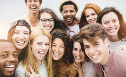 a group of young happy people 