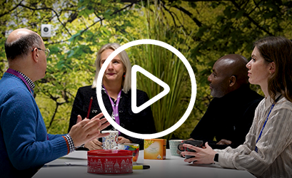 people discussing around a table